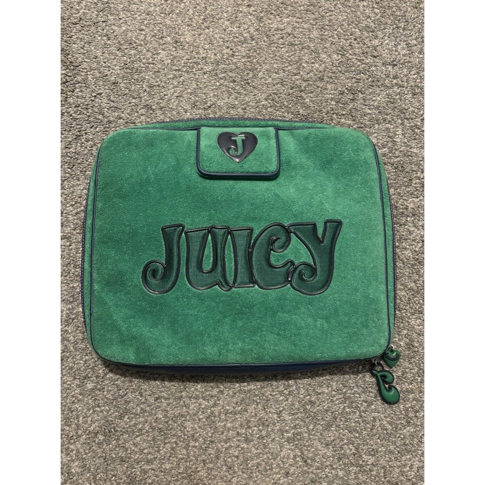 Vintage Y2K JUICY COUTURE Velour Laptop Case Green Logo Bag